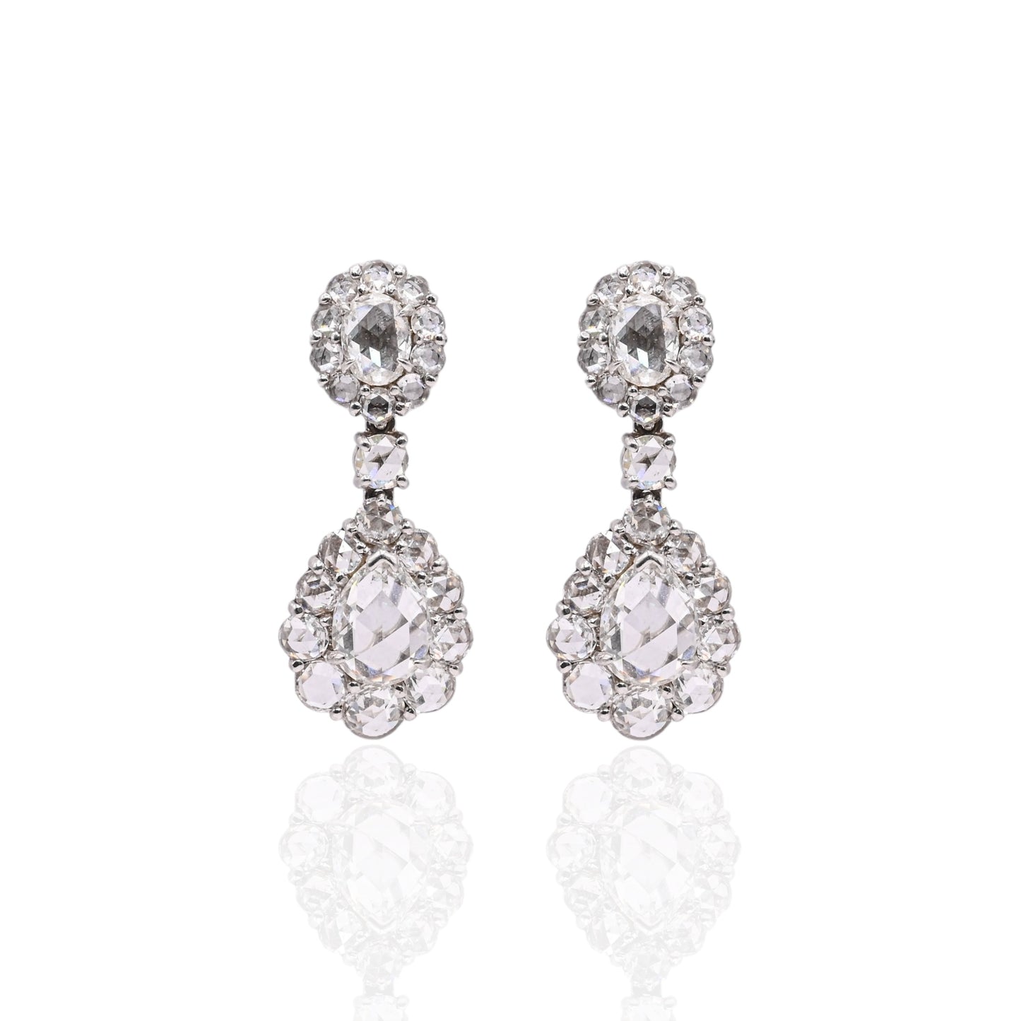 Diamond Cluster Dangle Earrings with Screwbacks Platinum 7.24cttw
