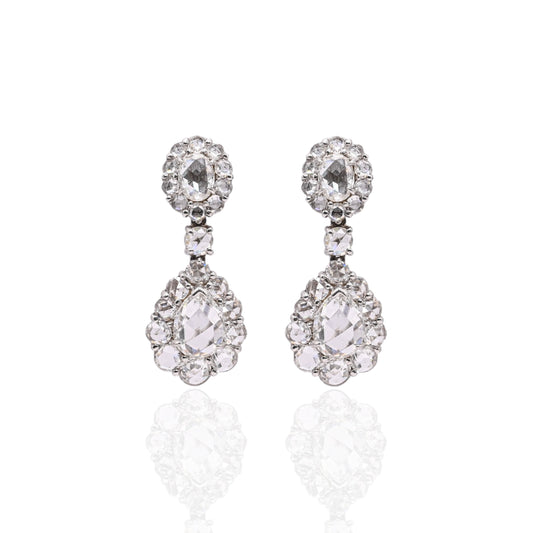 Diamond Cluster Dangle Earrings with Screwbacks Platinum 7.24cttw