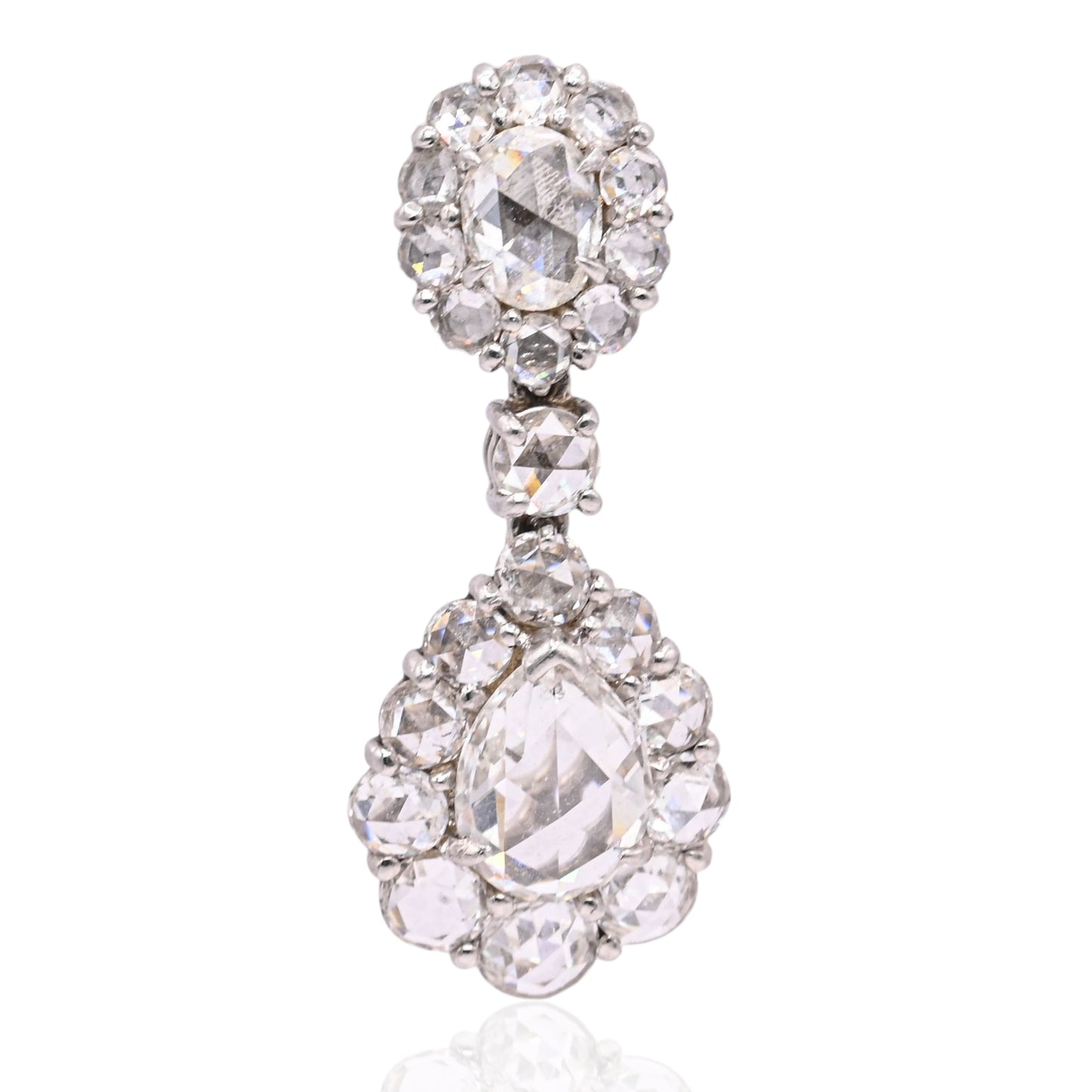 Diamond Cluster Dangle Earrings with Screwbacks Platinum 7.24cttw