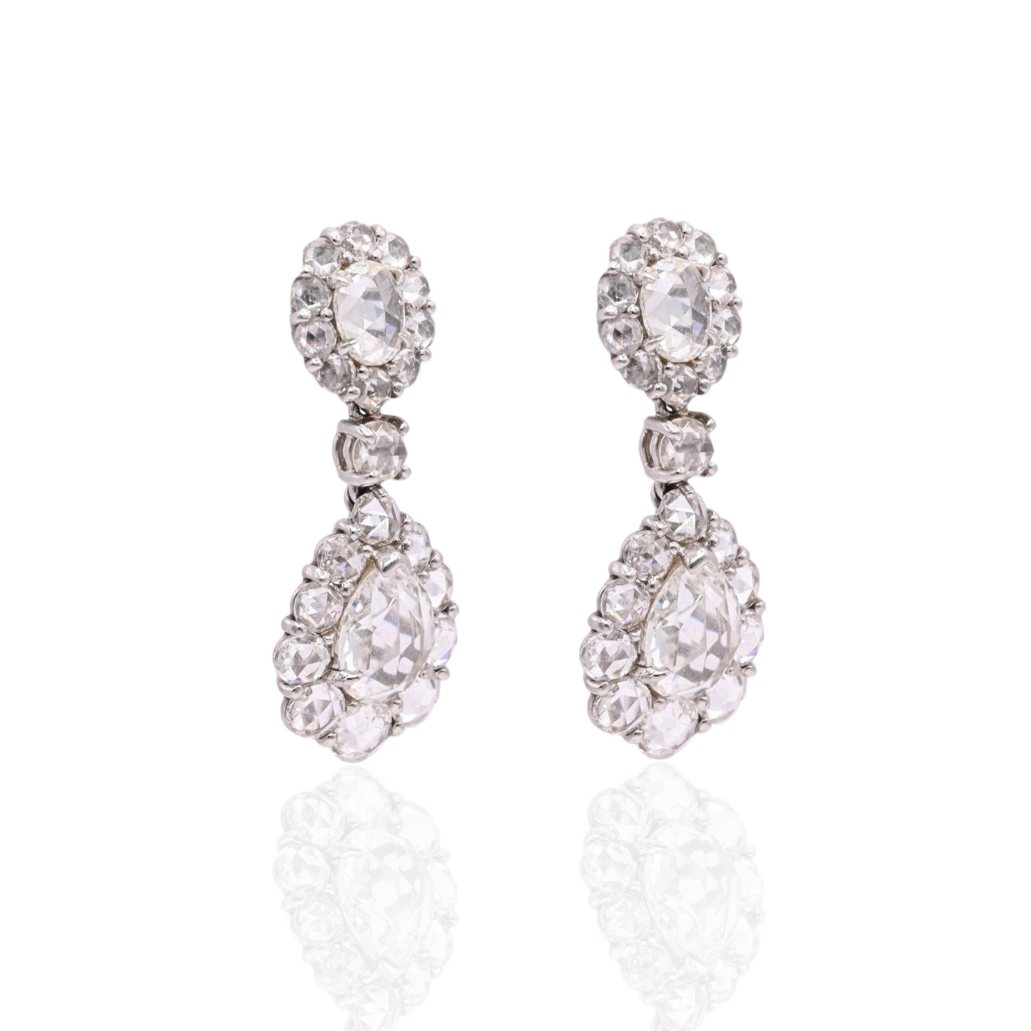 Diamond Cluster Dangle Earrings with Screwbacks Platinum 7.24cttw