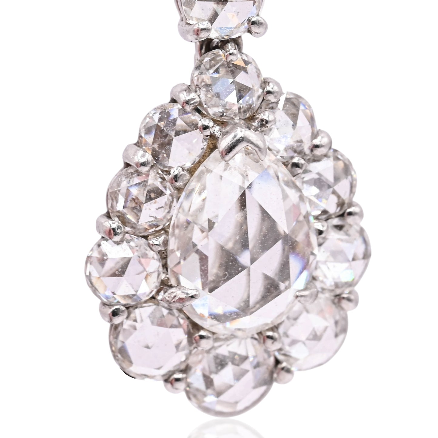 Diamond Cluster Dangle Earrings with Screwbacks Platinum 7.24cttw