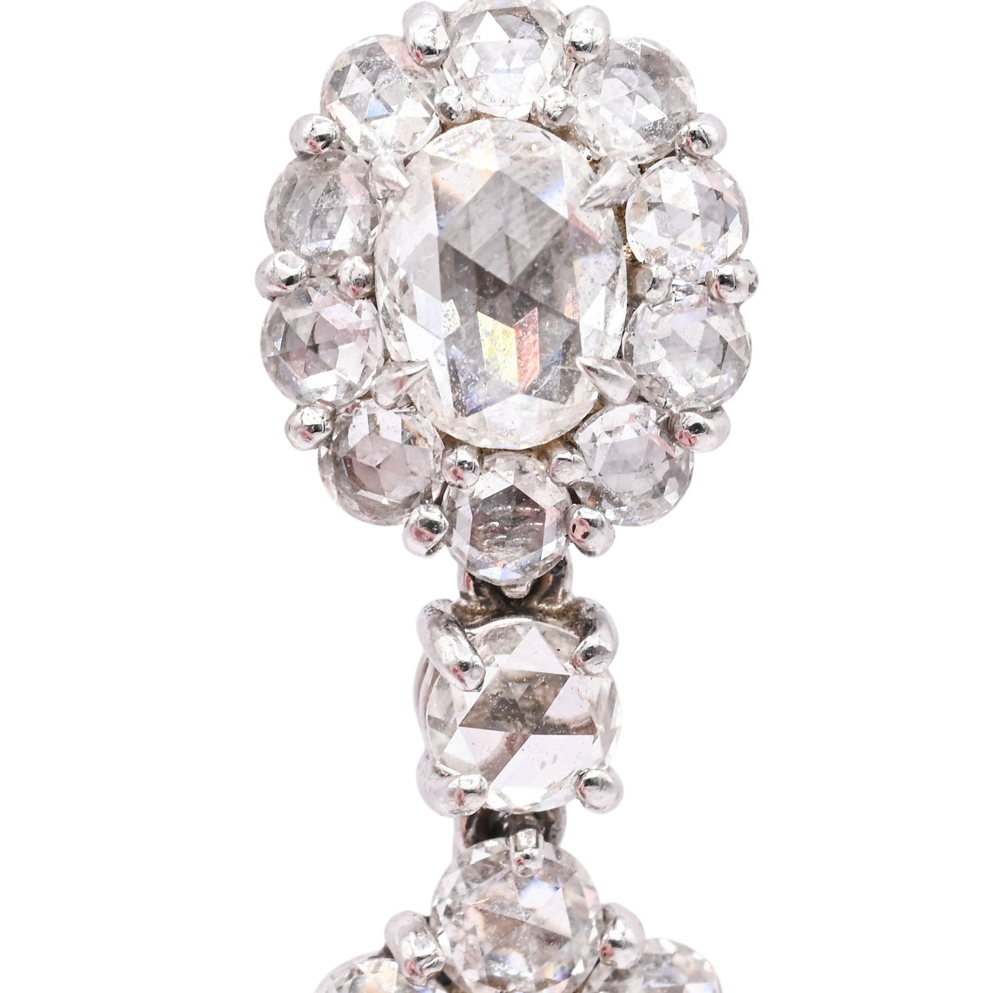 Diamond Cluster Dangle Earrings with Screwbacks Platinum 7.24cttw