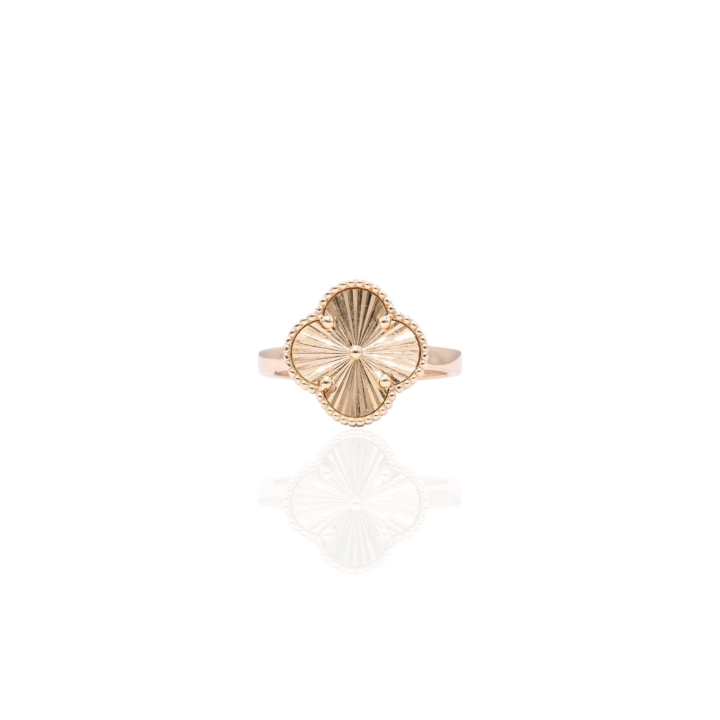 Diamond Cut Clover Ring 14K Yellow Gold Size 6.75