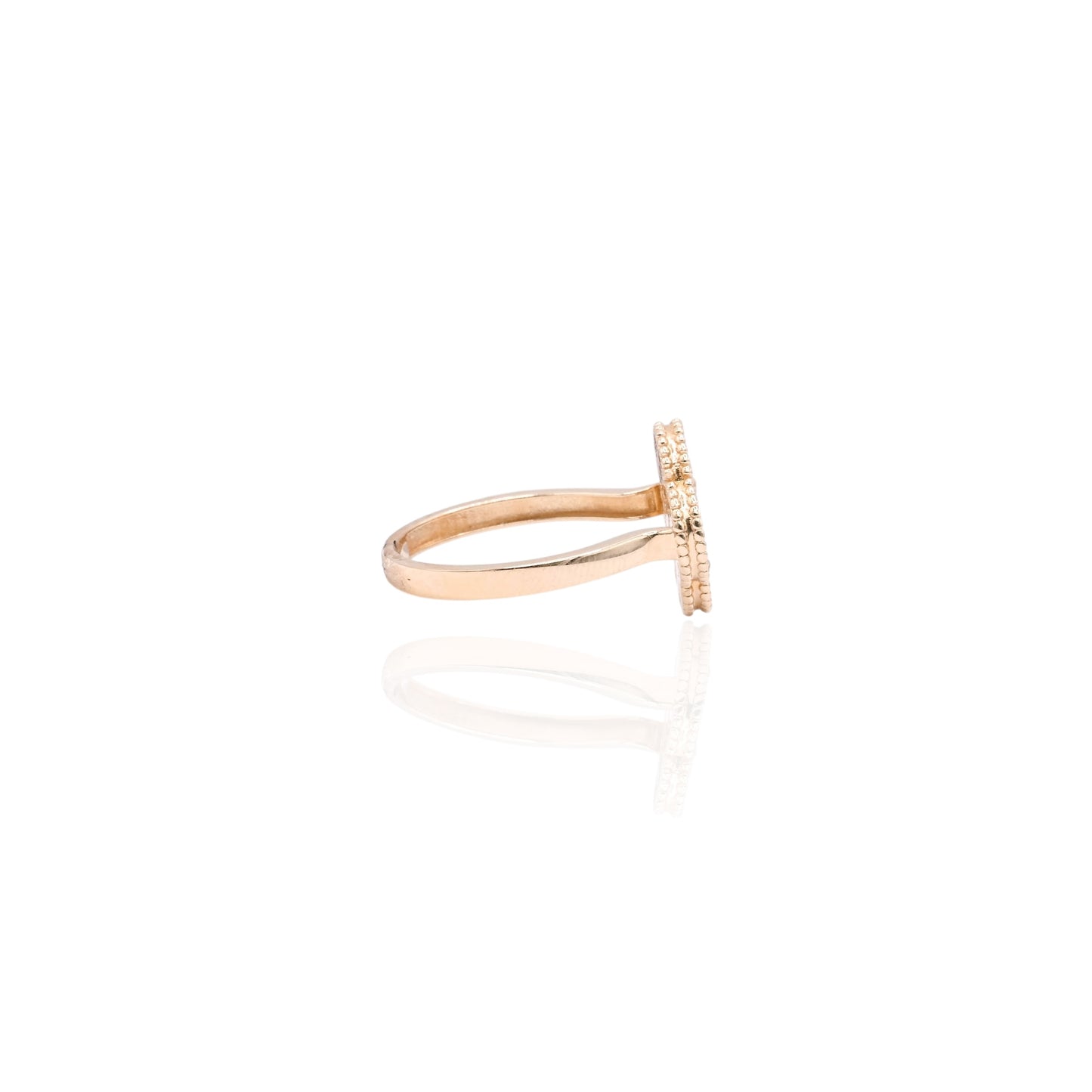 Diamond Cut Clover Ring 14K Yellow Gold Size 6.75