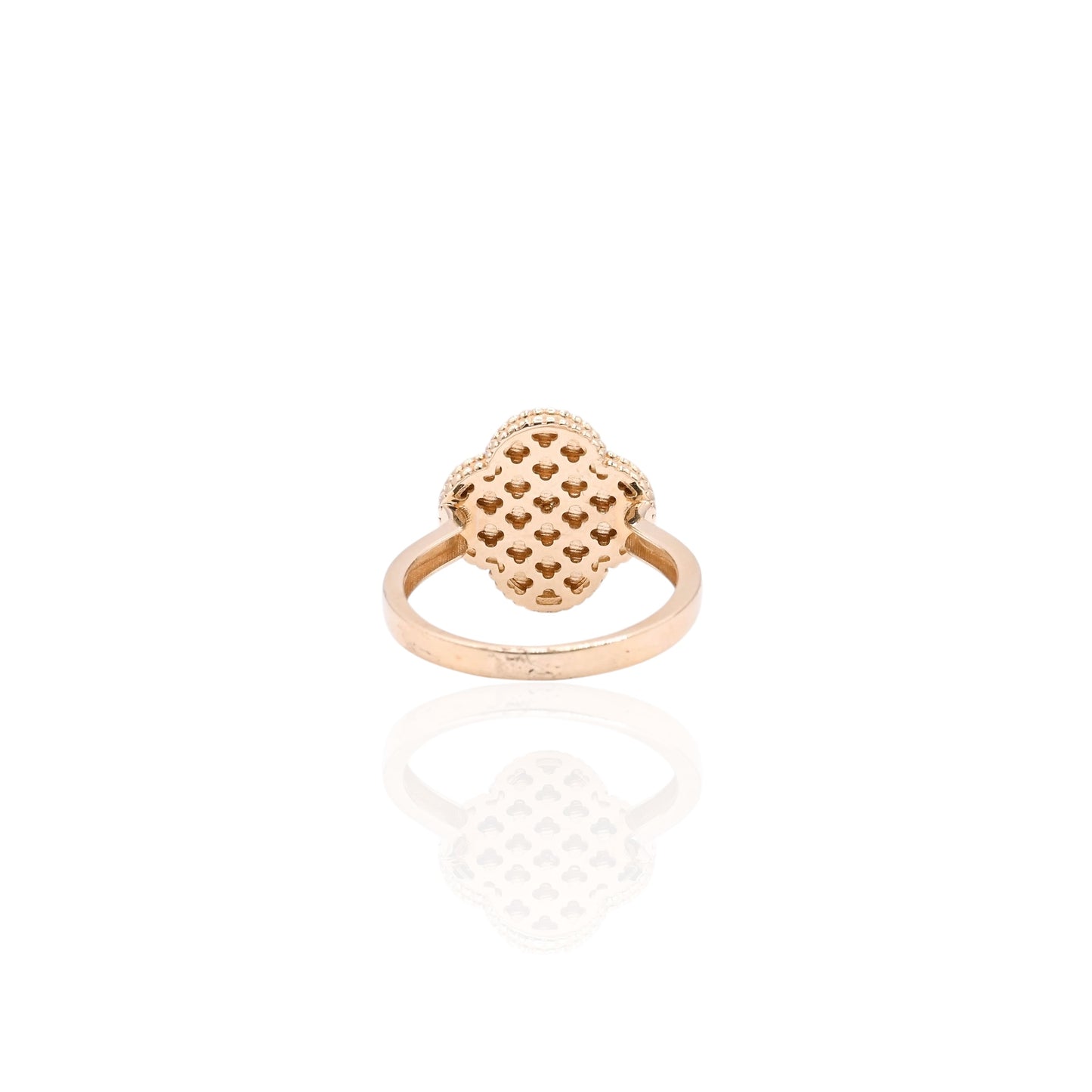 Diamond Cut Clover Ring 14K Yellow Gold Size 6.75