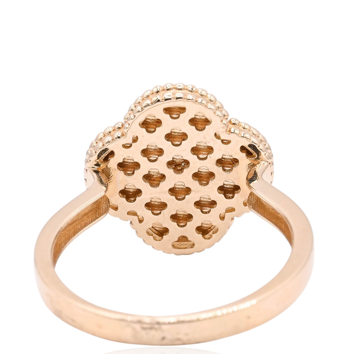 Diamond Cut Clover Ring 14K Yellow Gold Size 6.75