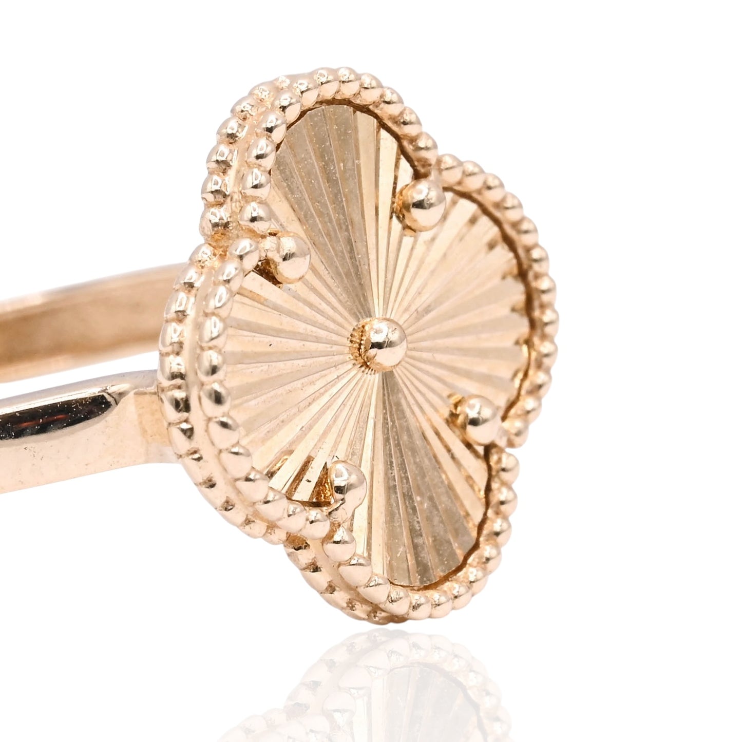 Diamond Cut Clover Ring 14K Yellow Gold Size 6.75