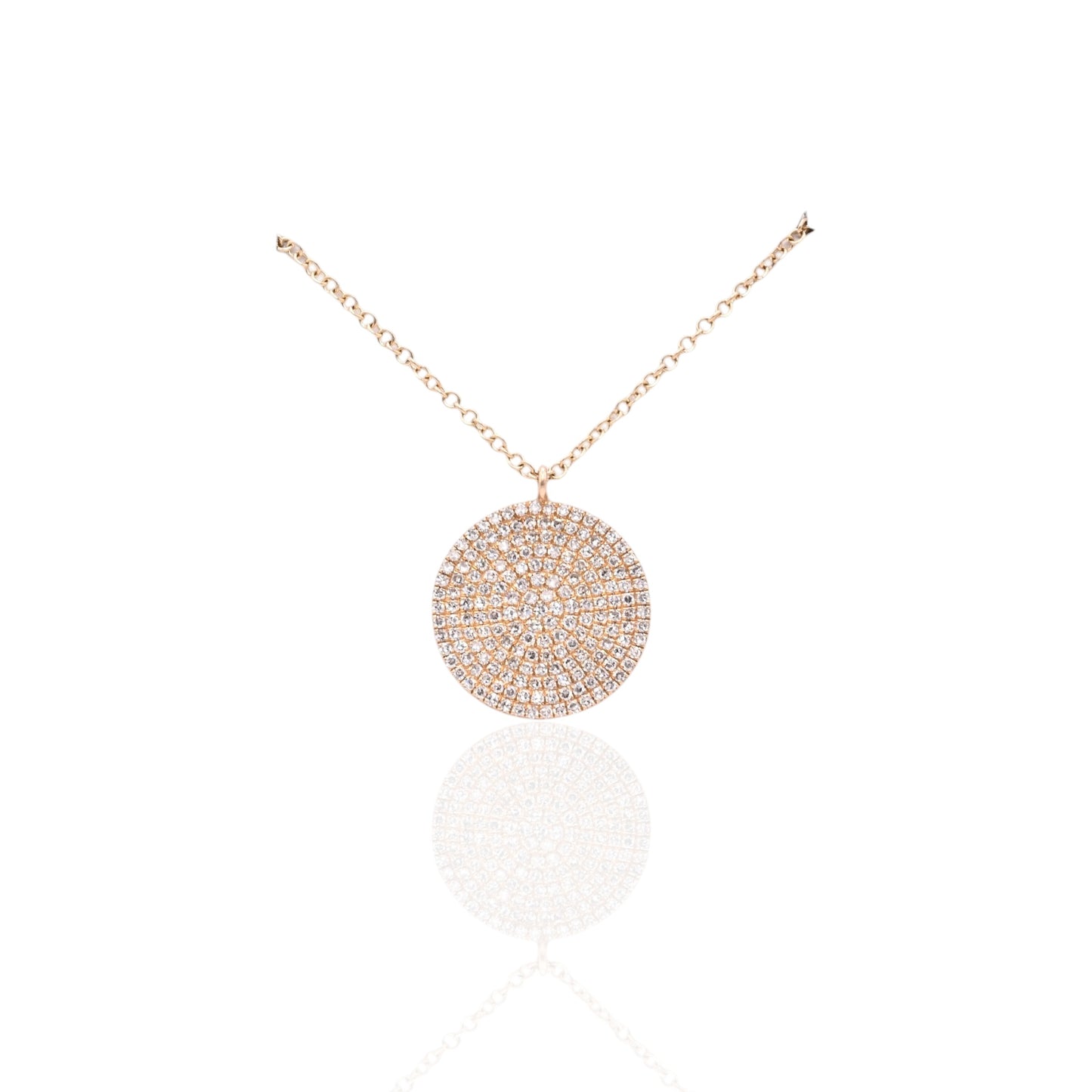 Round Diamond Necklace 14K Yellow Gold with Cable Chain 16in, 17in, and 18in 0.41cttw