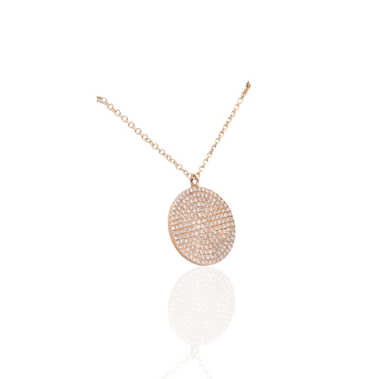 Round Diamond Necklace 14K Yellow Gold with Cable Chain 16in, 17in, and 18in 0.41cttw