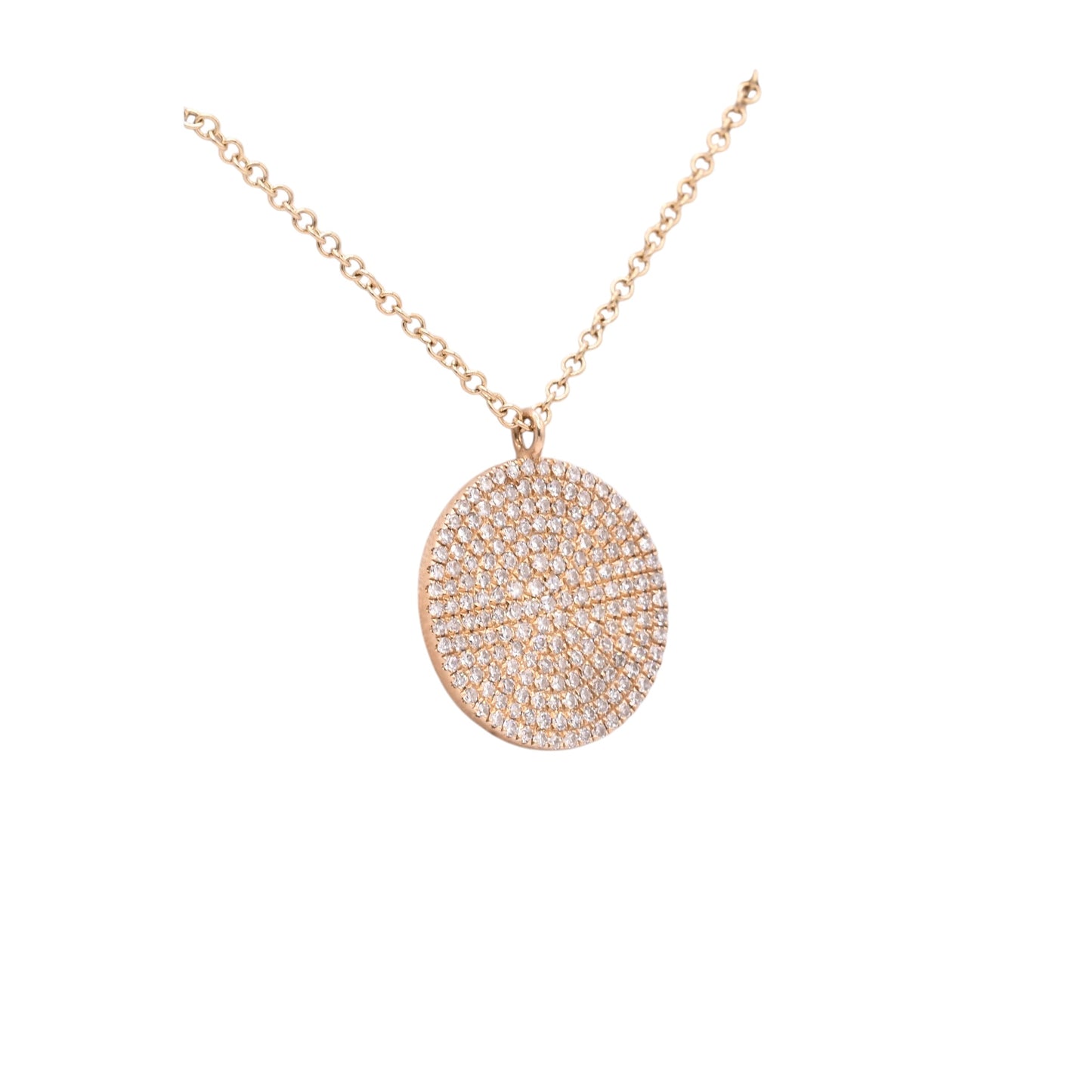 Round Diamond Necklace 14K Yellow Gold with Cable Chain 16in, 17in, and 18in 0.41cttw