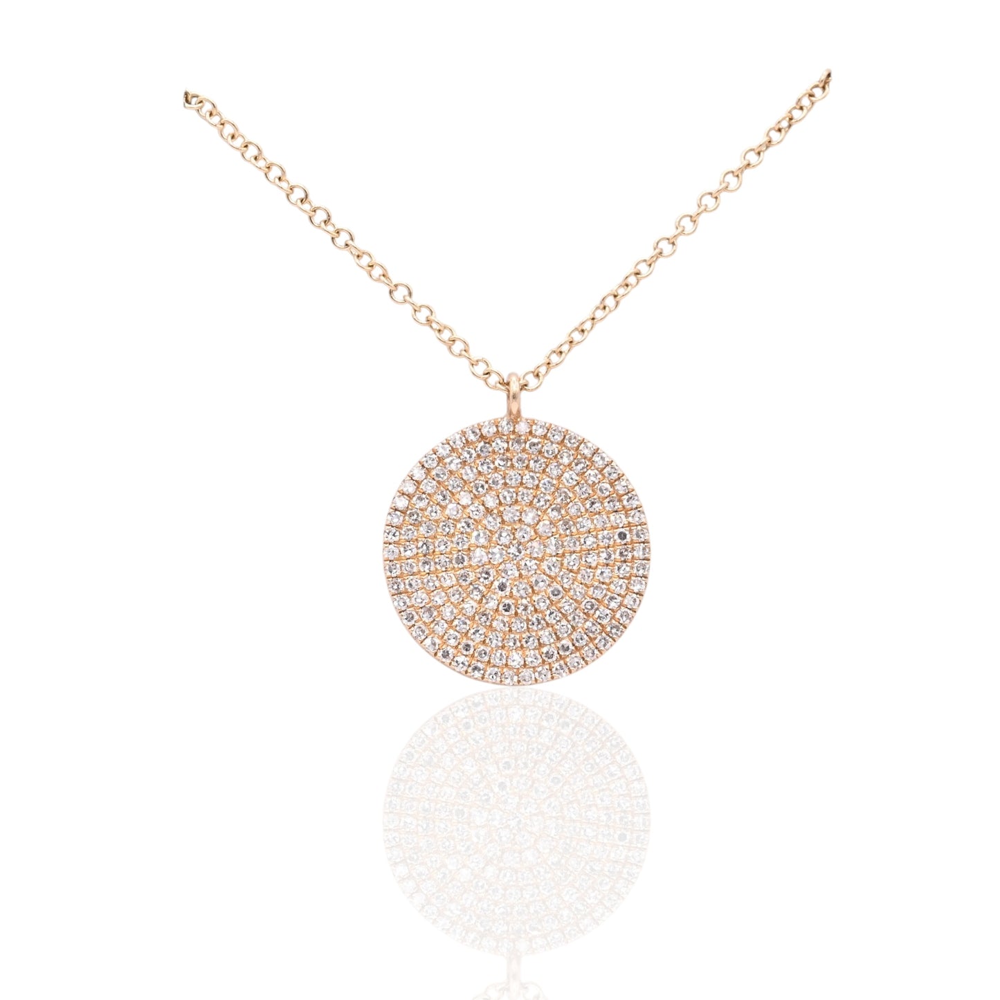 Round Diamond Necklace 14K Yellow Gold with Cable Chain 16in, 17in, and 18in 0.41cttw