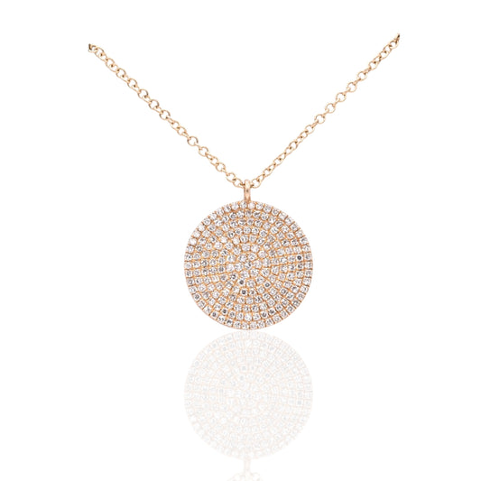 Round Diamond Necklace 14K Yellow Gold with Cable Chain 16in, 17in, and 18in 0.41cttw