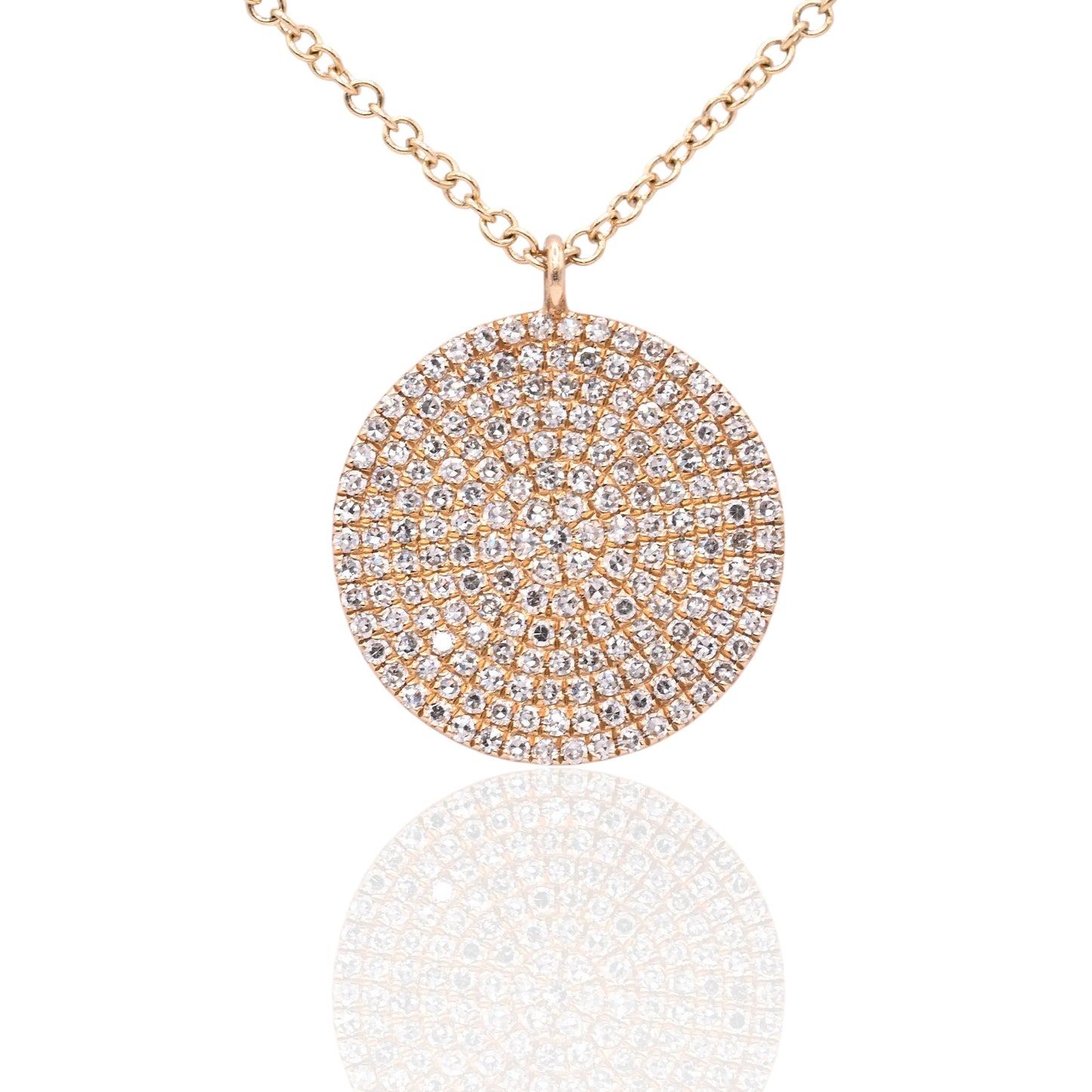 Round Diamond Necklace 14K Yellow Gold with Cable Chain 16in, 17in, and 18in 0.41cttw