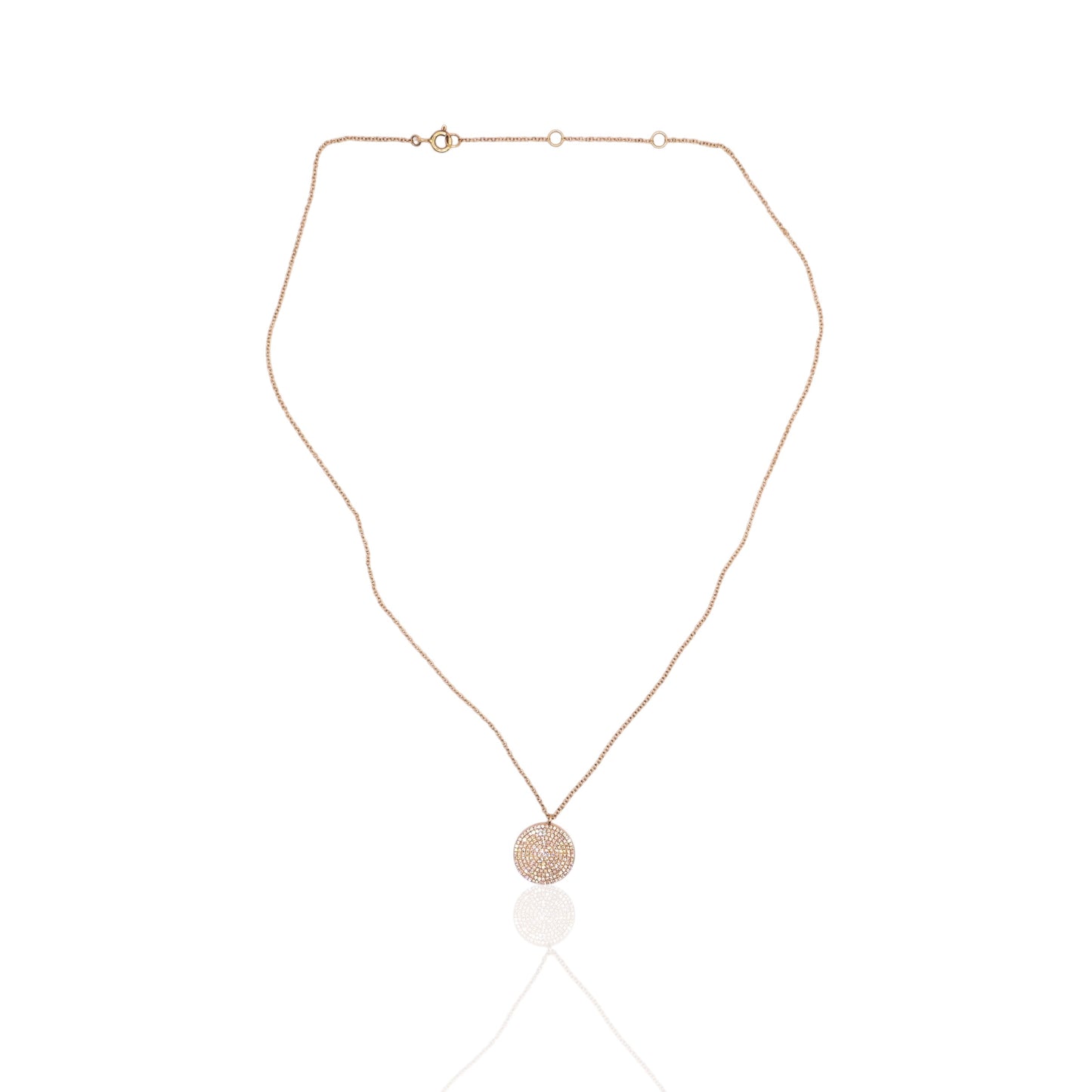 Round Diamond Necklace 14K Yellow Gold with Cable Chain 16in, 17in, and 18in 0.41cttw