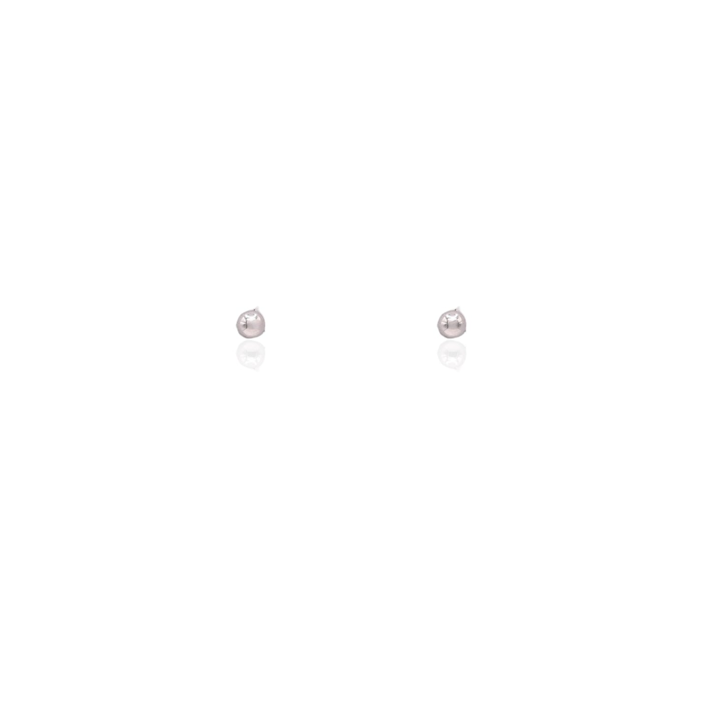 2mm Lightweight Ball Stud Earrings 14K White Gold Butterfly Backs