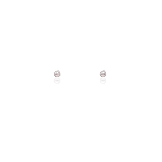 2mm Lightweight Ball Stud Earrings 14K White Gold Butterfly Backs