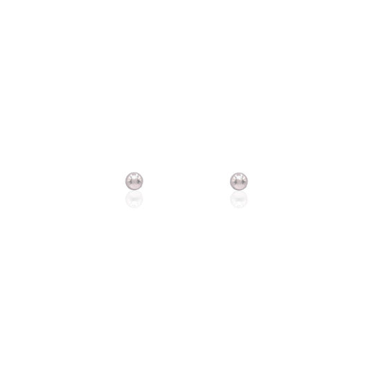 3mm Lightweight Ball Stud Earrings 14K White Gold Butterfly Backs