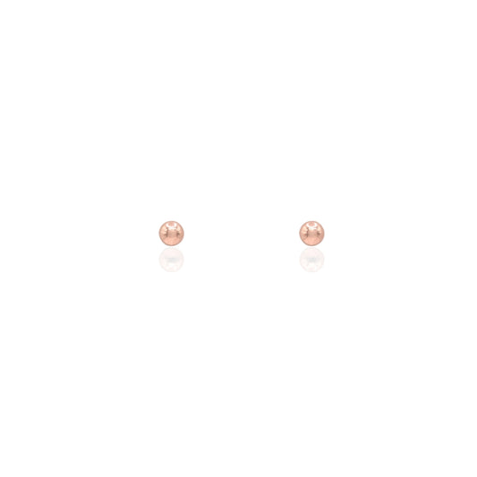 3mm Lightweight Ball Stud Earrings 10K Rose Gold Butterfly Backs