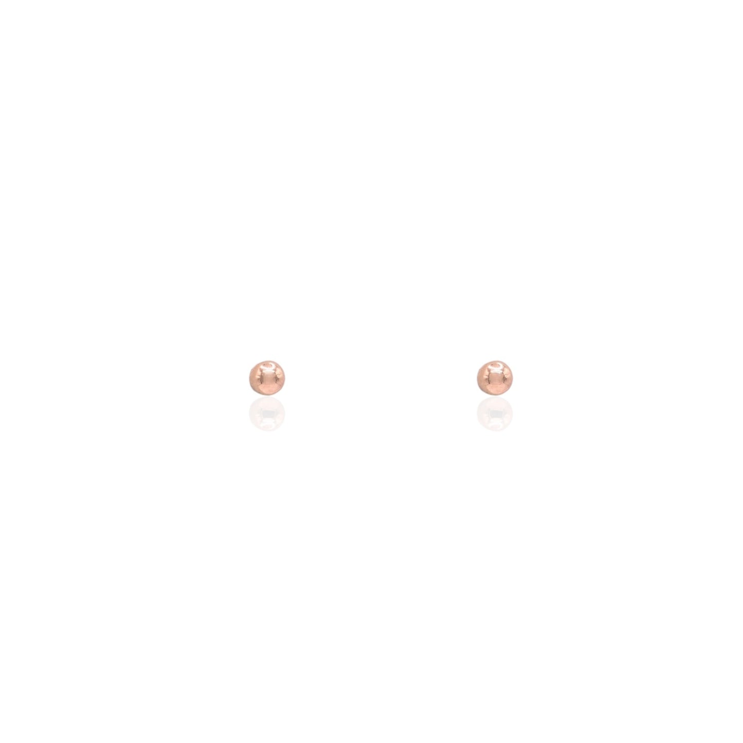 3mm Lightweight Ball Stud Earrings 10K Rose Gold Butterfly Backs