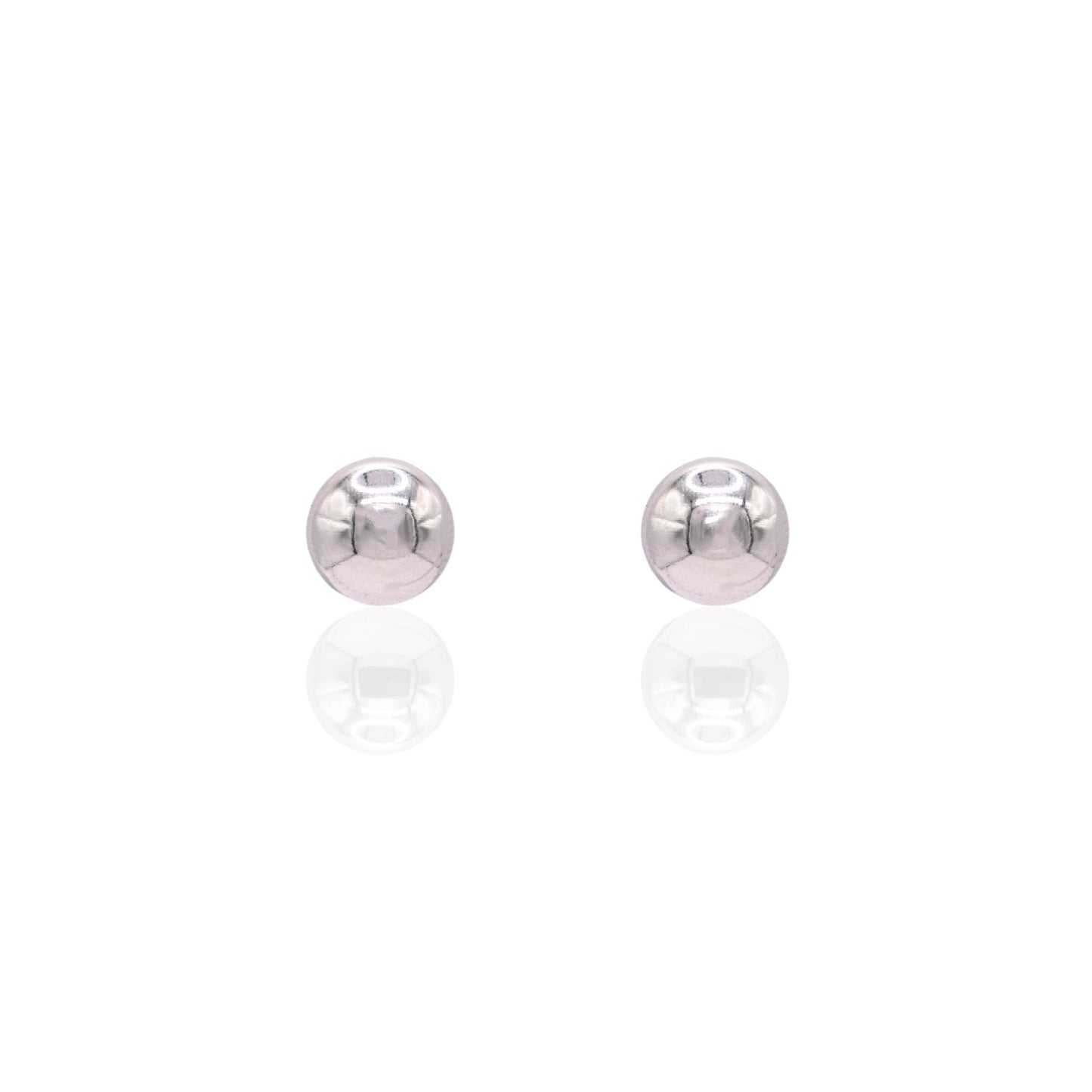9mm Lightweight Ball Stud Earrings 14K White Gold Butterfly Backs