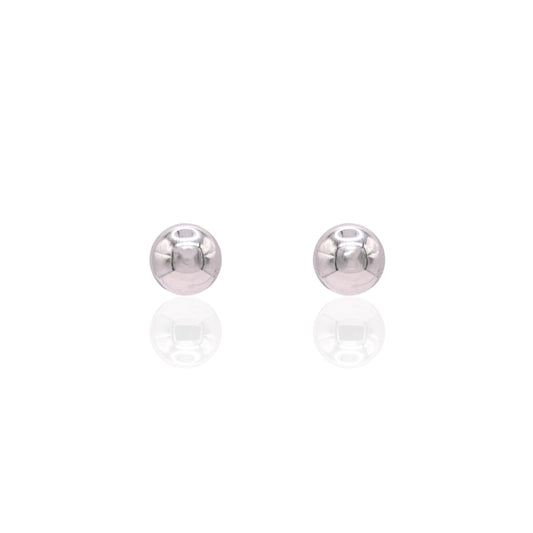 9mm Lightweight Ball Stud Earrings 14K White Gold Butterfly Backs