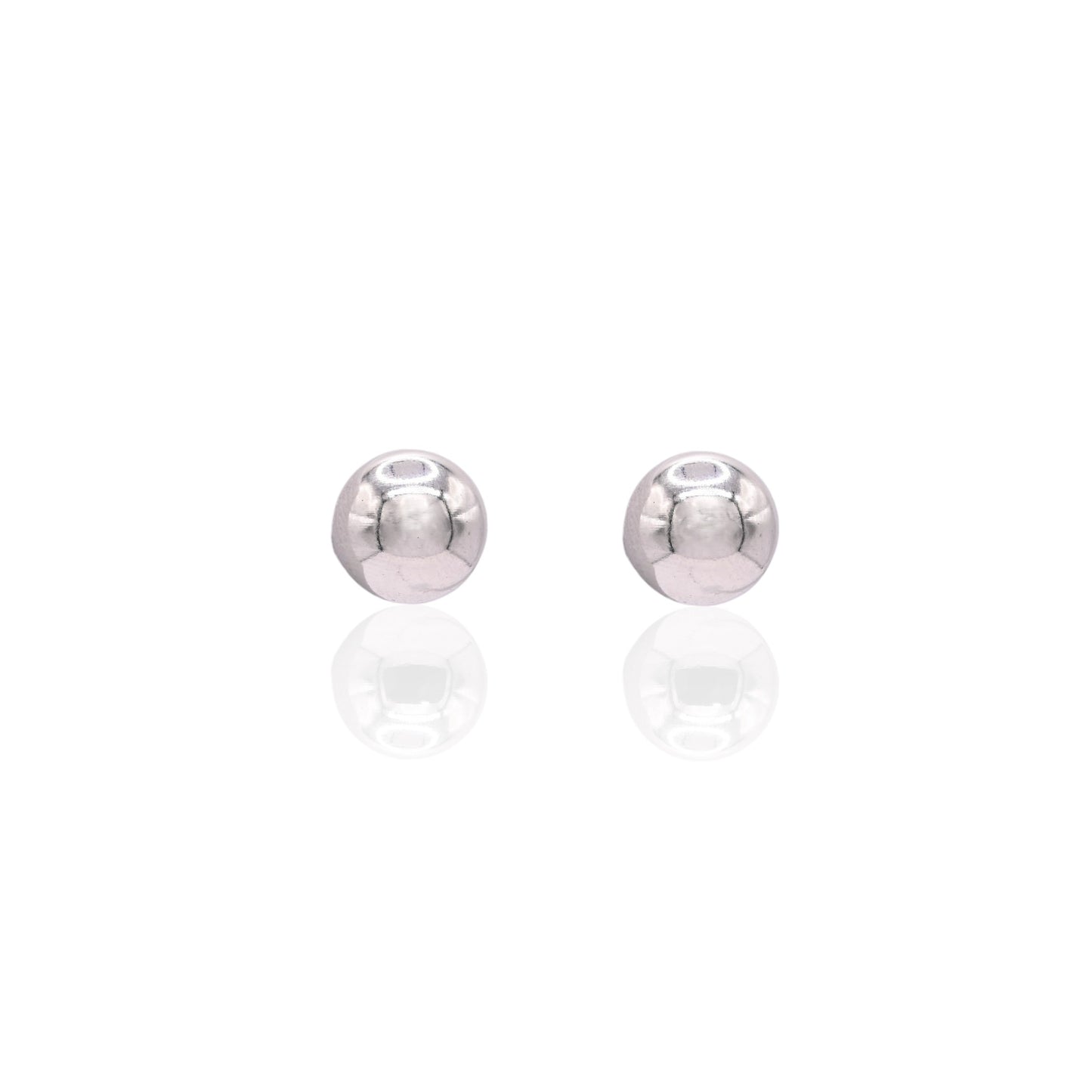 9mm Lightweight Ball Stud Earrings 14K White Gold Butterfly Backs