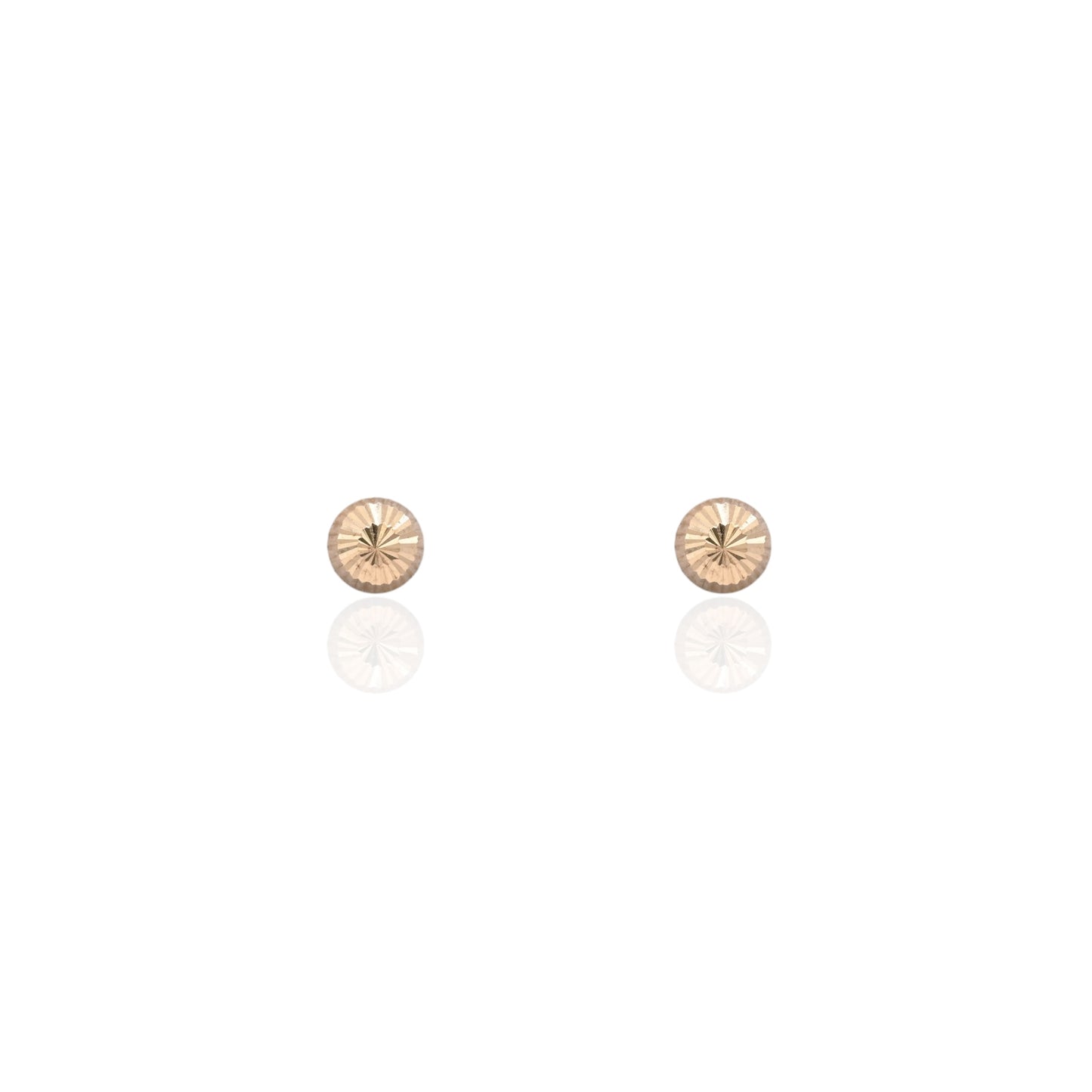 5mm Lightweight Dome Fluted Stud Earrings 14K Yellow Gold with Butterfly Backs