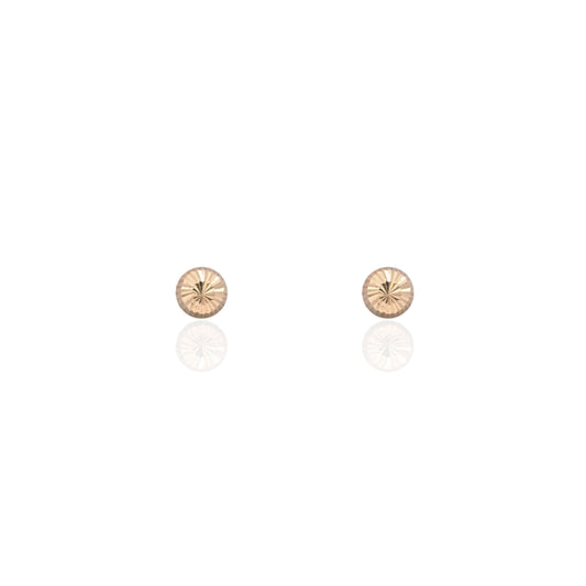 5mm Lightweight Dome Fluted Stud Earrings 14K Yellow Gold with Butterfly Backs
