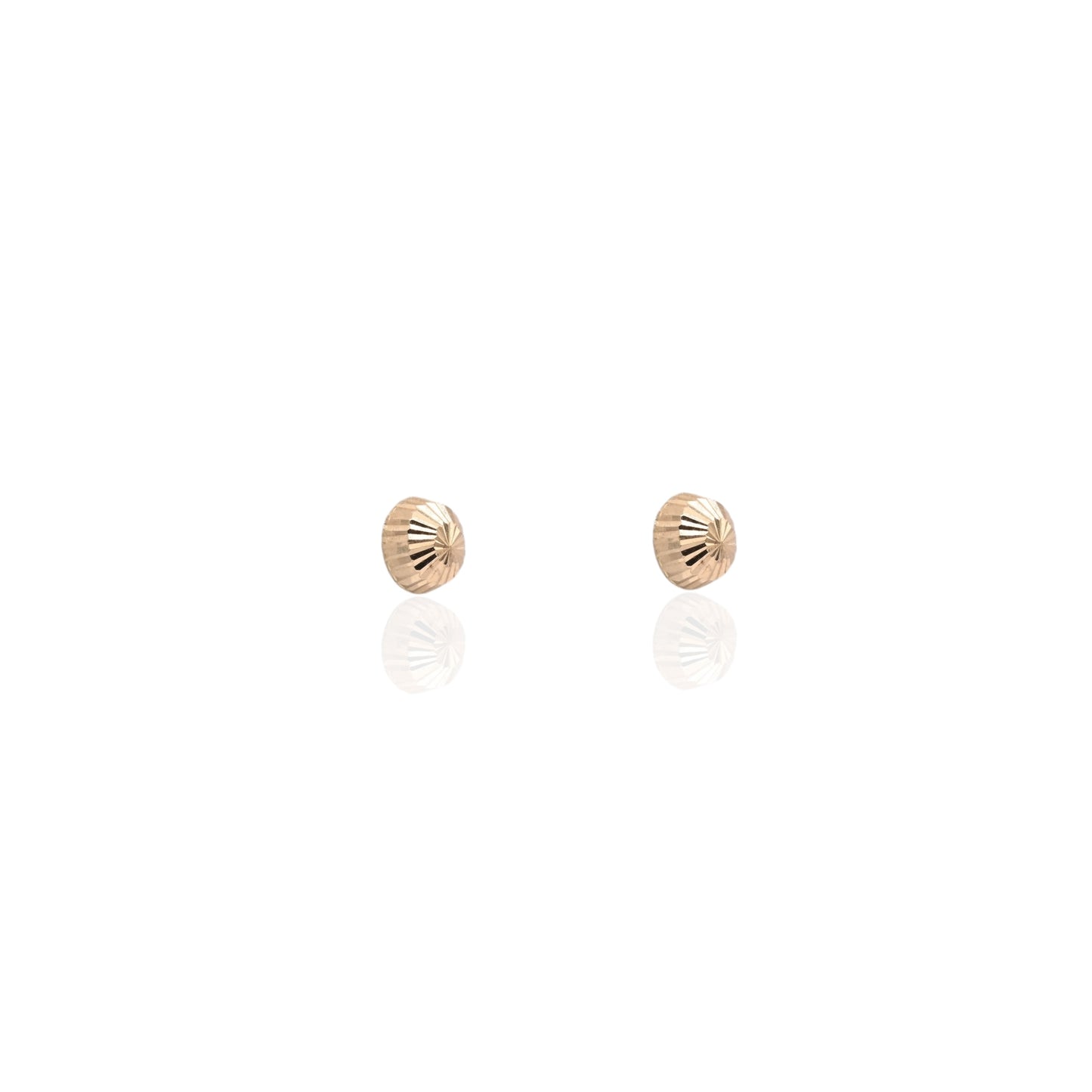 5mm Lightweight Dome Fluted Stud Earrings 14K Yellow Gold with Butterfly Backs