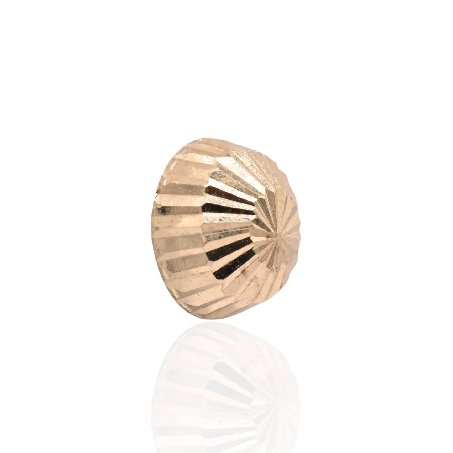 5mm Lightweight Dome Fluted Stud Earrings 14K Yellow Gold with Butterfly Backs