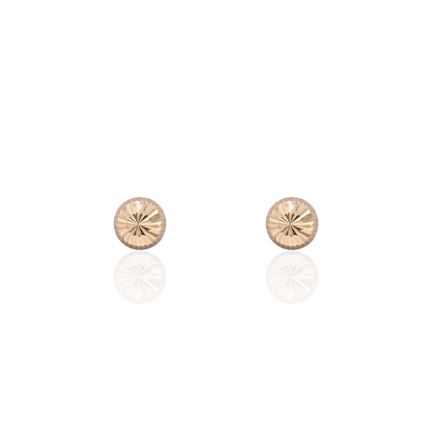 7mm Lightweight Dome Fluted Stud Earrings 14K Yellow Gold with Butterfly Backs