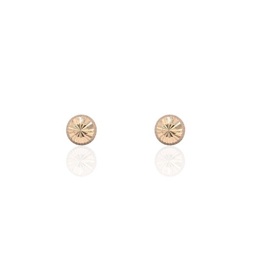 7mm Lightweight Dome Fluted Stud Earrings 14K Yellow Gold with Butterfly Backs