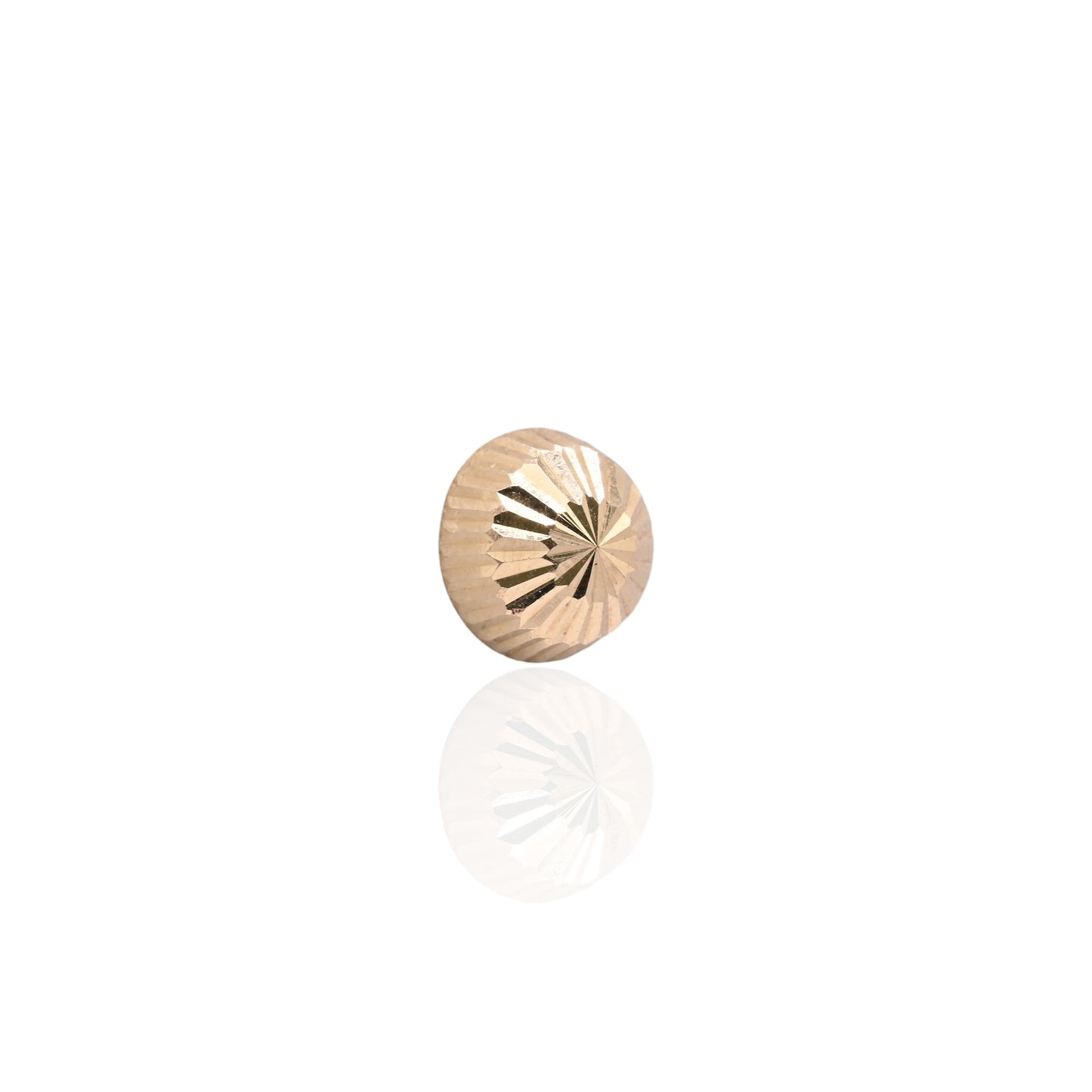 7mm Lightweight Dome Fluted Stud Earrings 14K Yellow Gold with Butterfly Backs