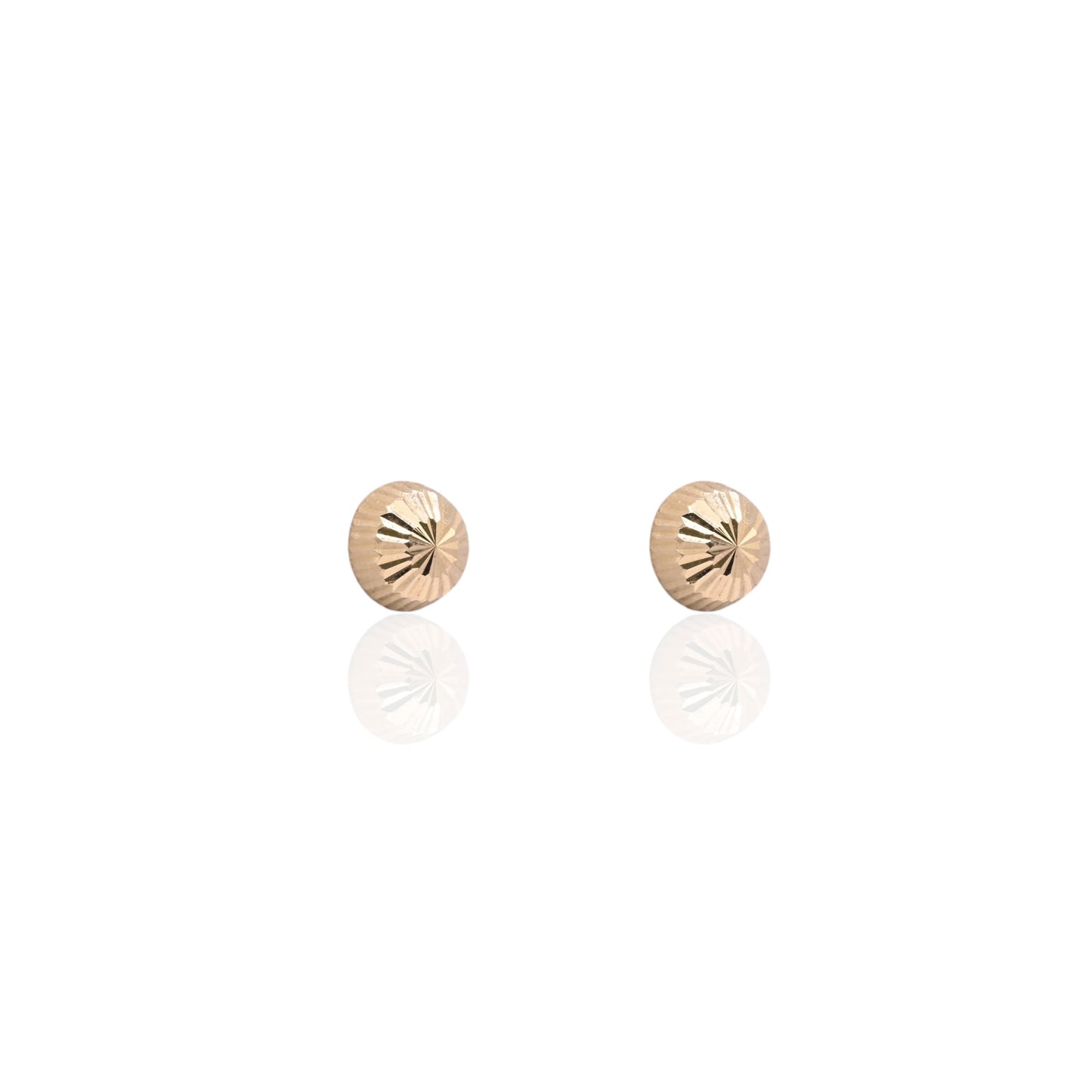 7mm Lightweight Dome Fluted Stud Earrings 14K Yellow Gold with Butterfly Backs
