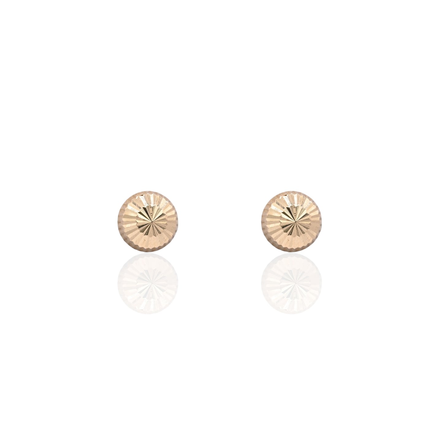 8mm Lightweight Dome Fluted Stud Earrings 14K Yellow Gold with Butterfly Backs