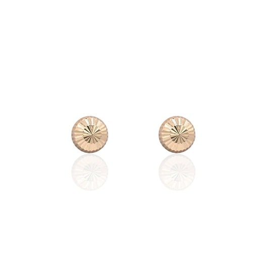 8mm Lightweight Dome Fluted Stud Earrings 14K Yellow Gold with Butterfly Backs
