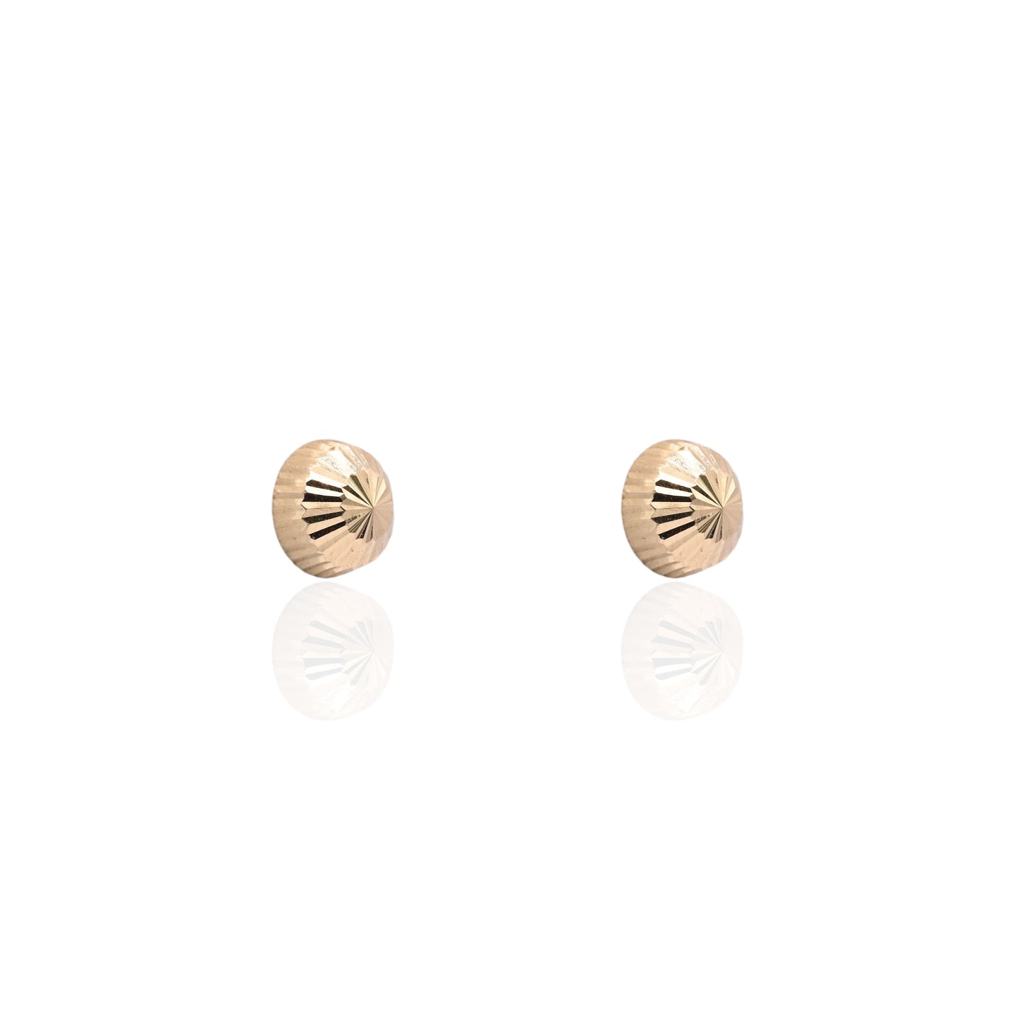 8mm Lightweight Dome Fluted Stud Earrings 14K Yellow Gold with Butterfly Backs