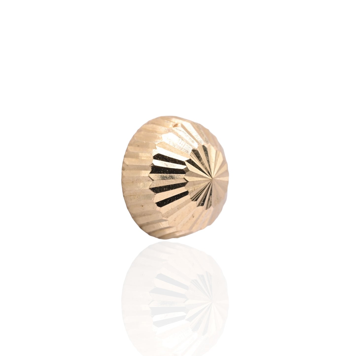 8mm Lightweight Dome Fluted Stud Earrings 14K Yellow Gold with Butterfly Backs