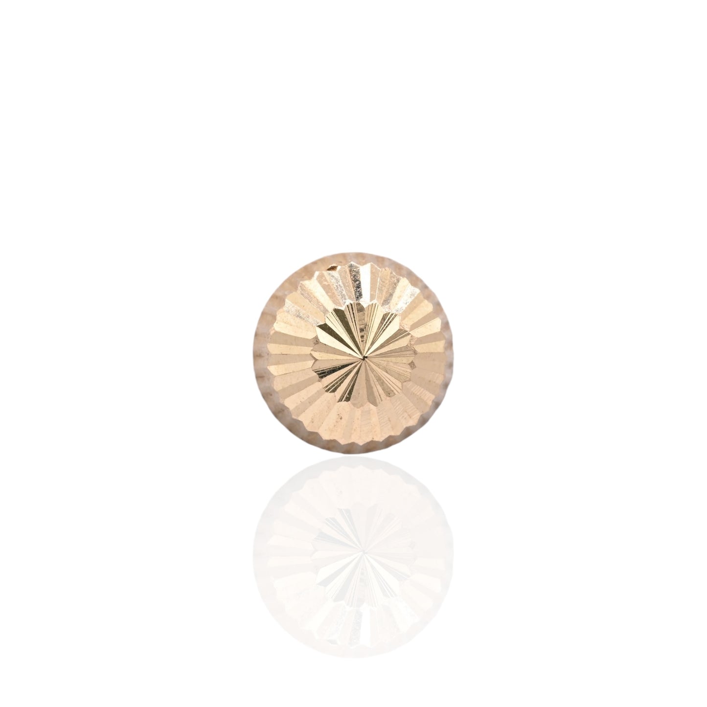 8mm Lightweight Dome Fluted Stud Earrings 14K Yellow Gold with Butterfly Backs