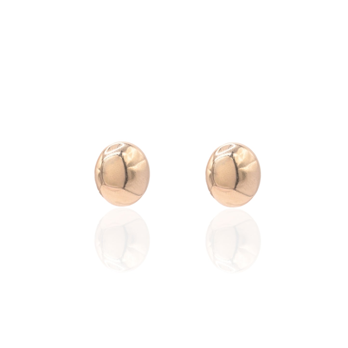 11mm Lightweight Ellipses Stud Earrings 14K Yellow Gold Butterfly Backs