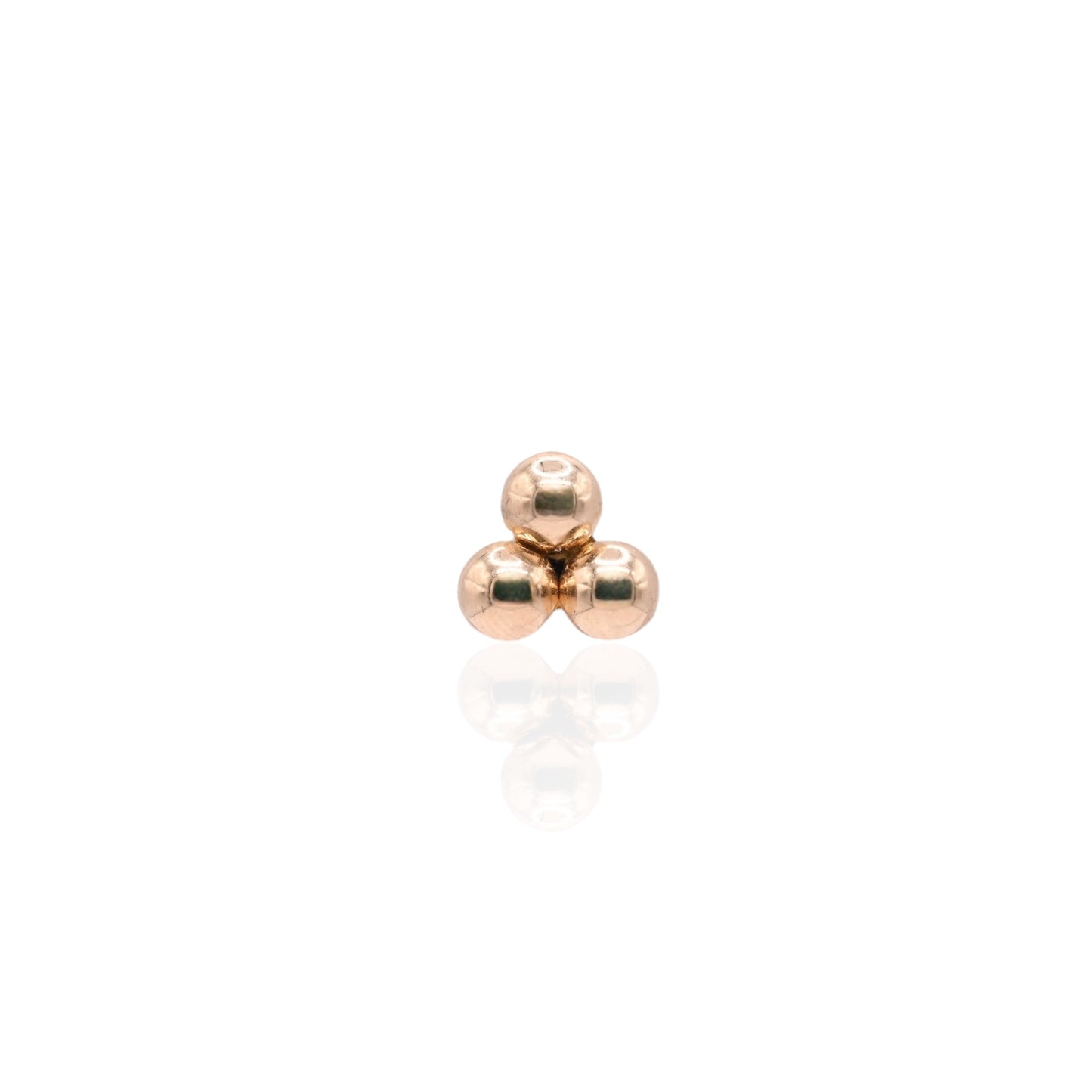 Triple Ball Lightweight Stud Earrings 14K Yellow Gold with Butterfly Backs