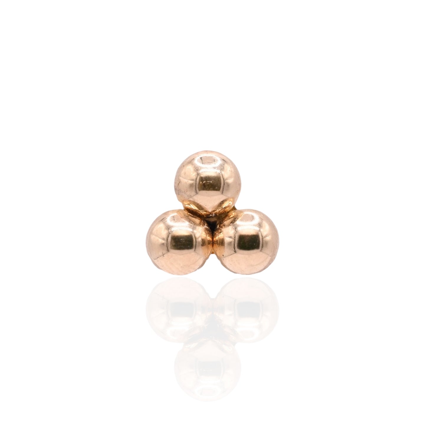 Triple Ball Lightweight Stud Earrings 14K Yellow Gold with Butterfly Backs