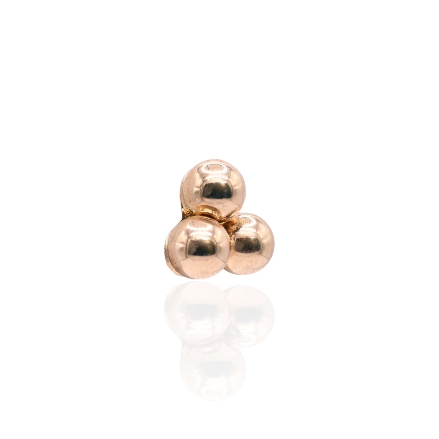 Triple Ball Lightweight Stud Earrings 14K Yellow Gold with Butterfly Backs