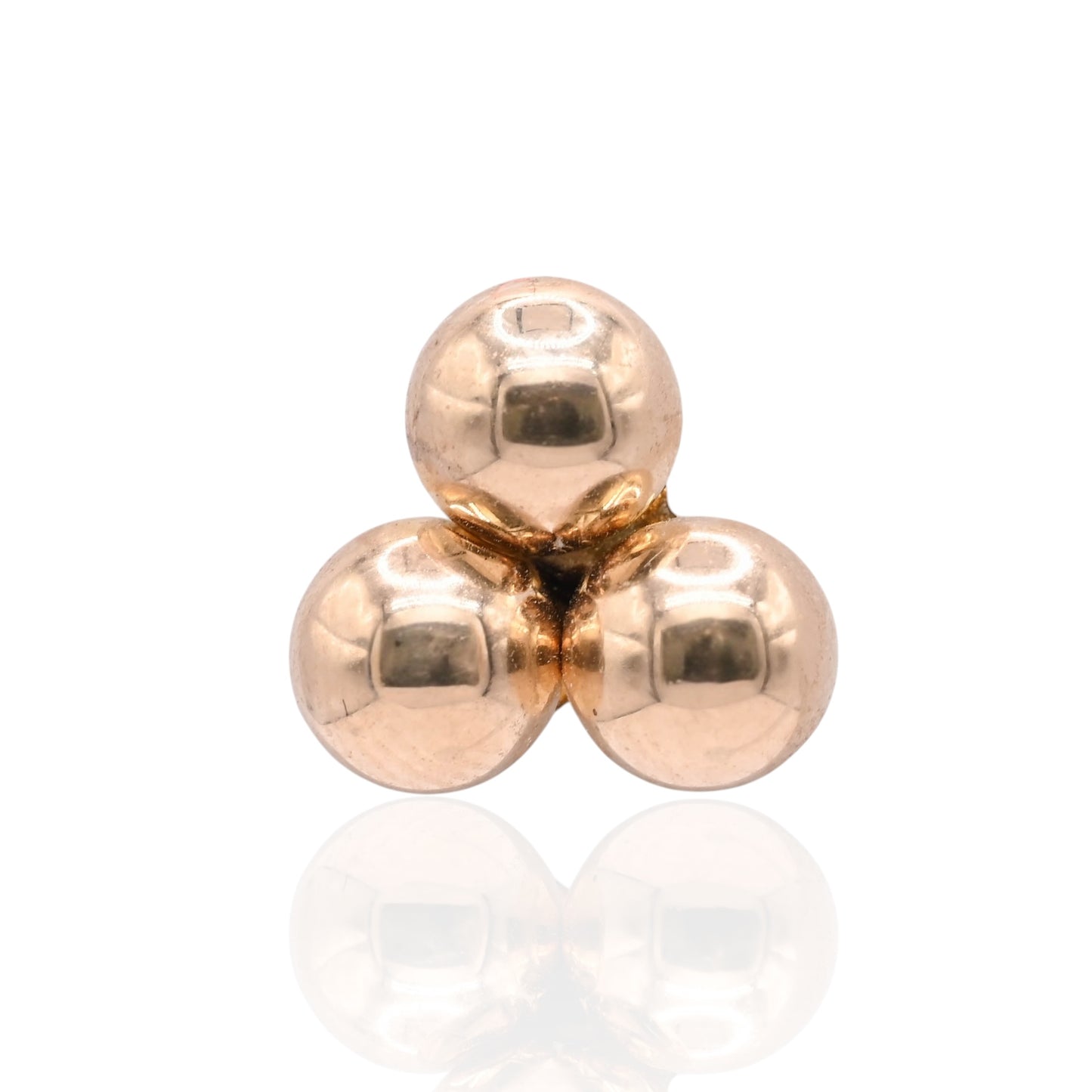Triple Ball Lightweight Stud Earrings 14K Yellow Gold with Butterfly Backs