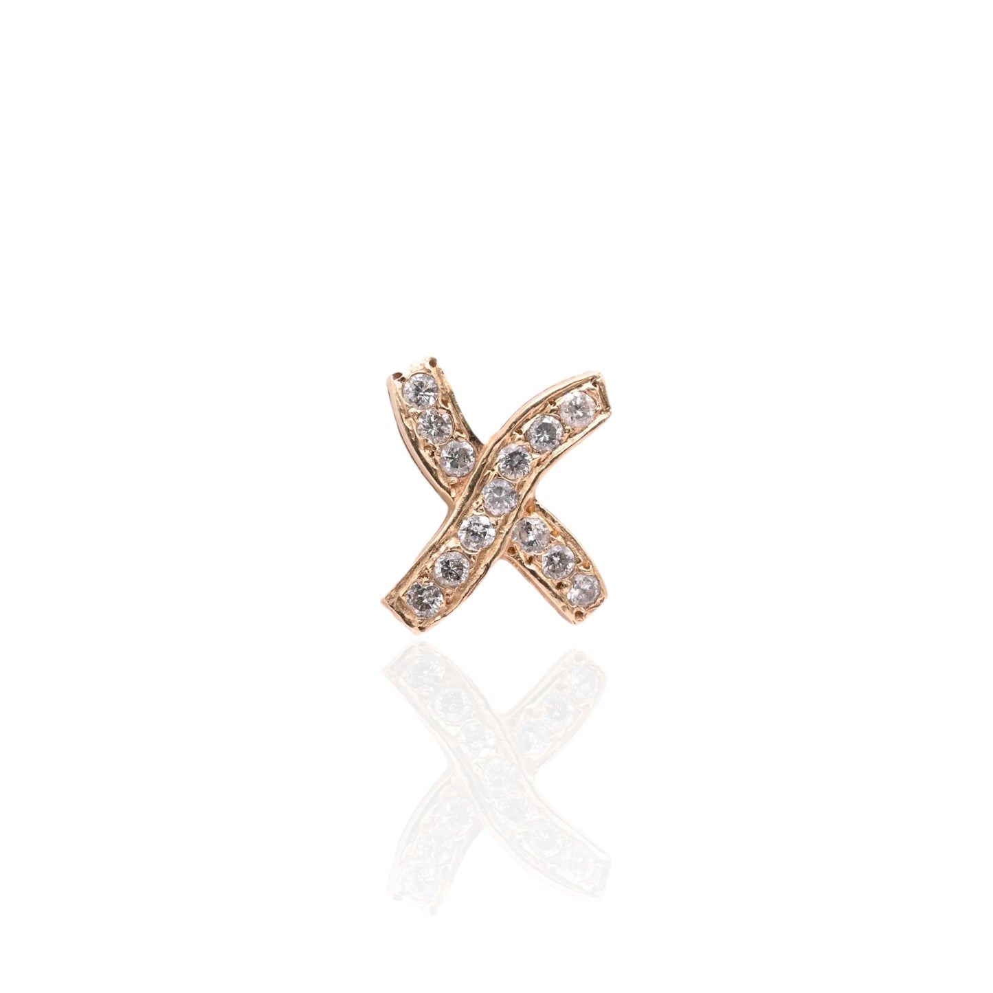 Criss-Cross X Stud Earrings 14K Yellow Gold with Butterfly Backs 0.39cttw