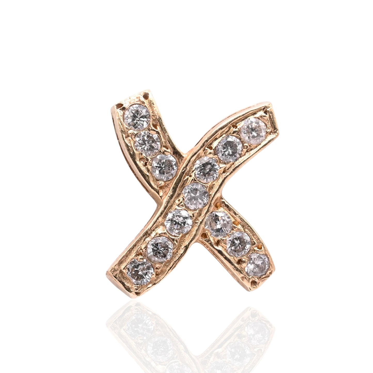 Criss-Cross X Stud Earrings 14K Yellow Gold with Butterfly Backs 0.39cttw