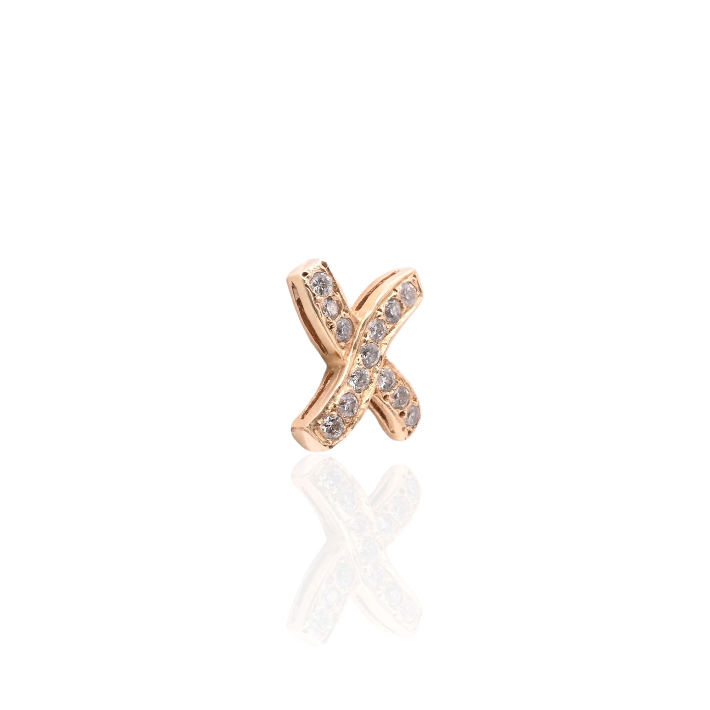 Criss-Cross X Stud Earrings 14K Yellow Gold with Butterfly Backs 0.39cttw