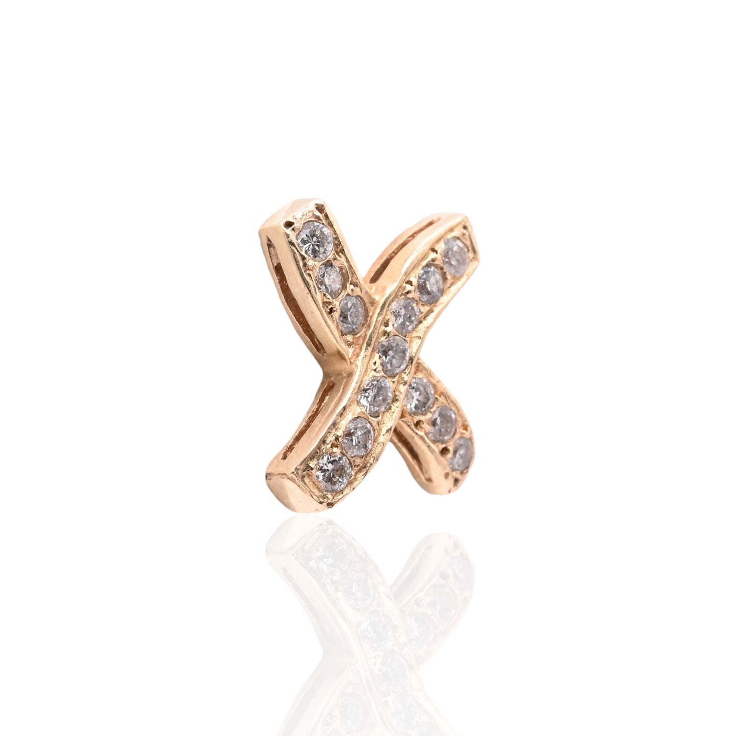 Criss-Cross X Stud Earrings 14K Yellow Gold with Butterfly Backs 0.39cttw