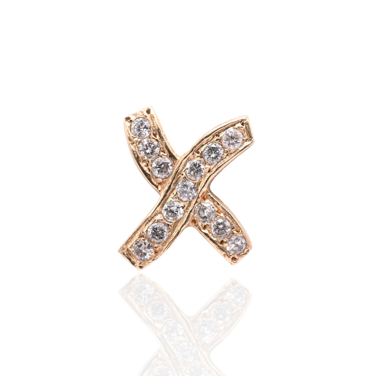 Criss-Cross X Stud Earrings 14K Yellow Gold with Butterfly Backs 0.39cttw