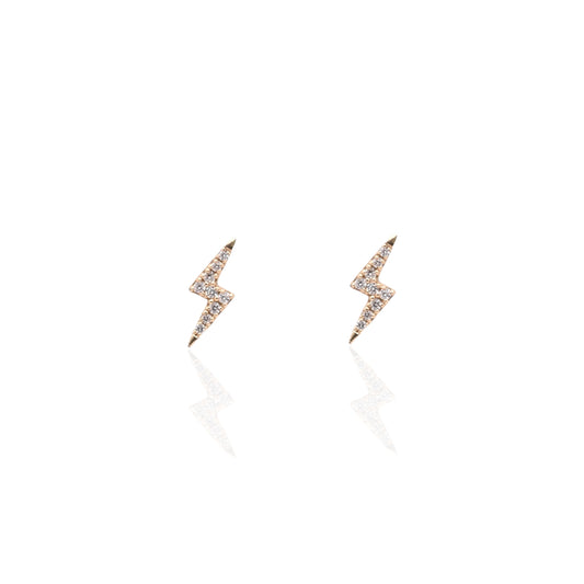 Diamond Lightning Stud Earrings 14K Yellow Gold with Butterfly Backs 0.09cttw